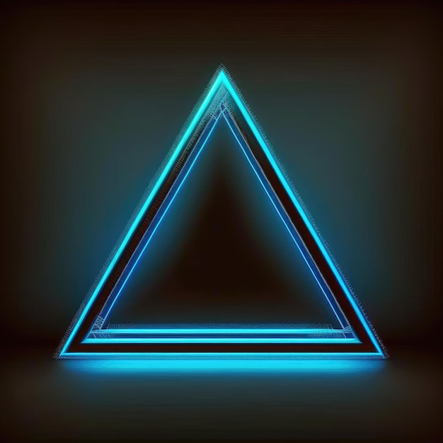 Фото Инновация треугольной рамки с синими неоновыми световыми эффектами