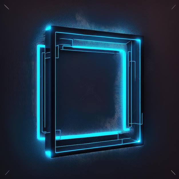 Innovation of square border frame with blue neon light effects