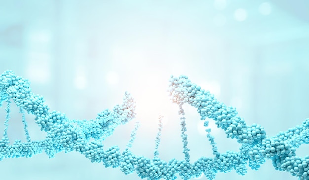 과학 및 의학 분야의 혁신적인 DNA 기술. 혼합 매체