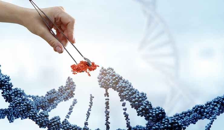 Photo innovative dna technologies in science and medicine. mixed media