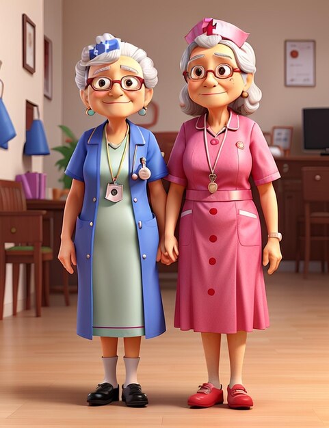 Photo innovative elderly assistance d nurse and senior woman