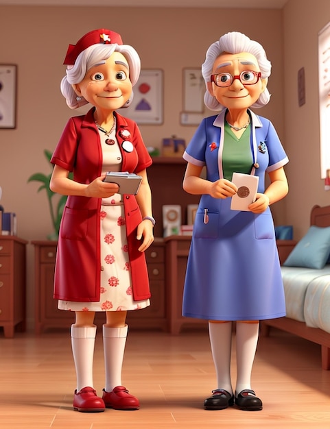 Innovative Elderly Assistance D Nurse and Senior Woman