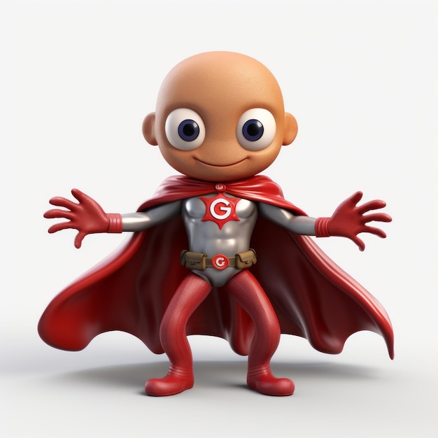 Foto rendering 3d innovativo in stile geopunk di un supereroe bambino con il mantello rosso