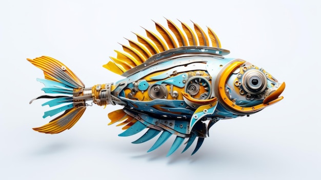 Photo innovative hyperrealistic rendering of a metal gear fish