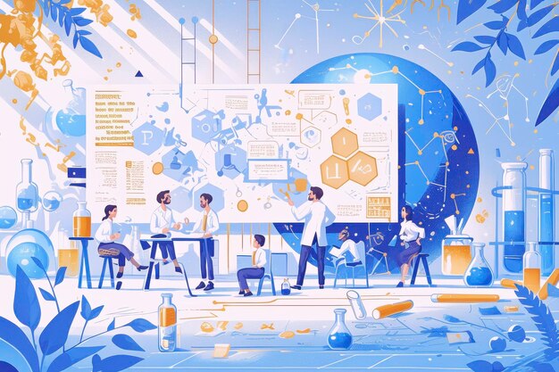 Photo innovative scientific collaboration in a futuristic laboratory setting