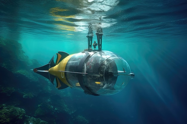 Innovative submarine design with hydrodynamic features created with generative ai