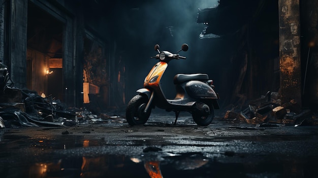 Innovative techniques bring burned moped to life in cinema4d