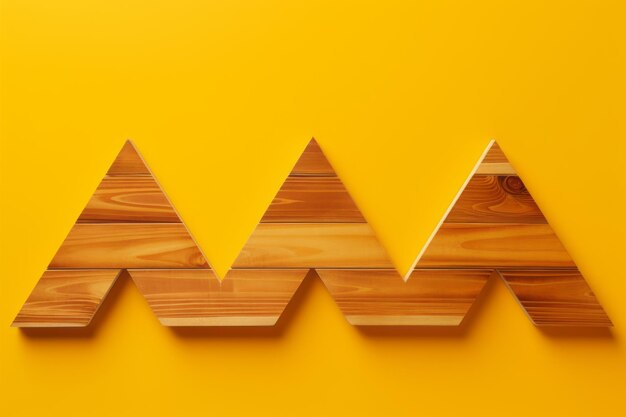 Photo innovative use of wooden arrows on vibrant yellow background sparks curiosity in space exploration