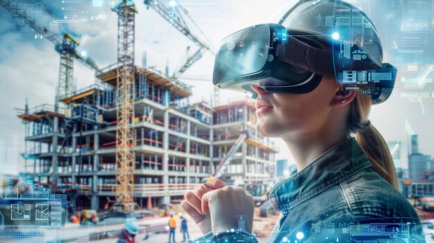 Photo innovative vr technology in modern construction management