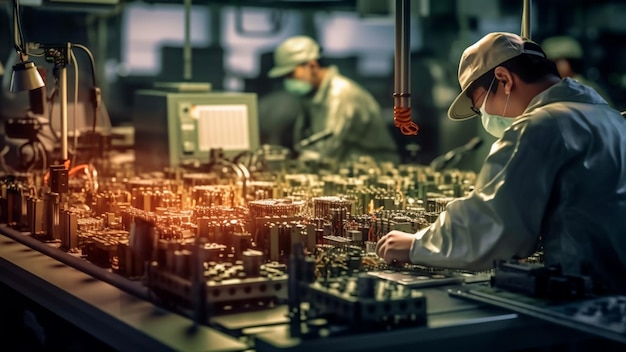 Innovative world of Chinese semiconductor factory worker operate Generative AI