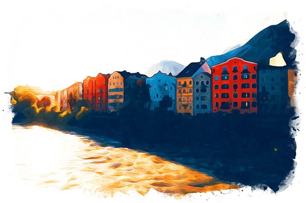 Photo innsbruck austira beautiful watercolor landscape