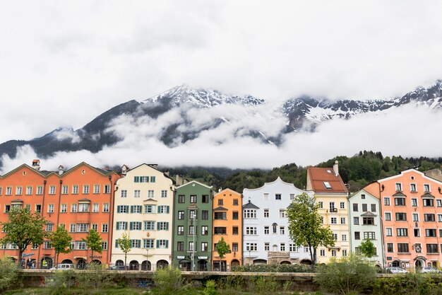 Innsbruck with snow covered mountains