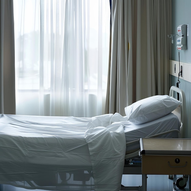 Photo inpatient bed in hospital ward