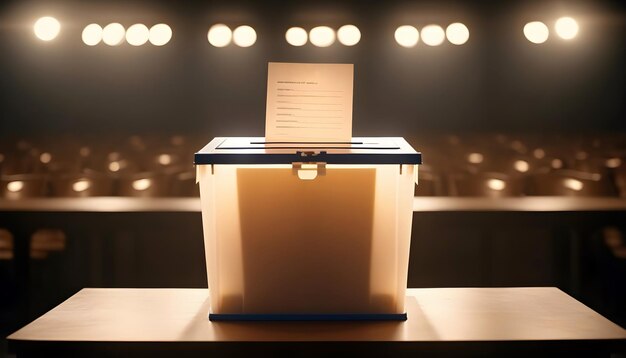 Inperson voting ballot box is the American elections