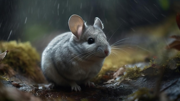 Inquisitive Chinchilla Embarks on an Exploration Eyes Filled with Wonder