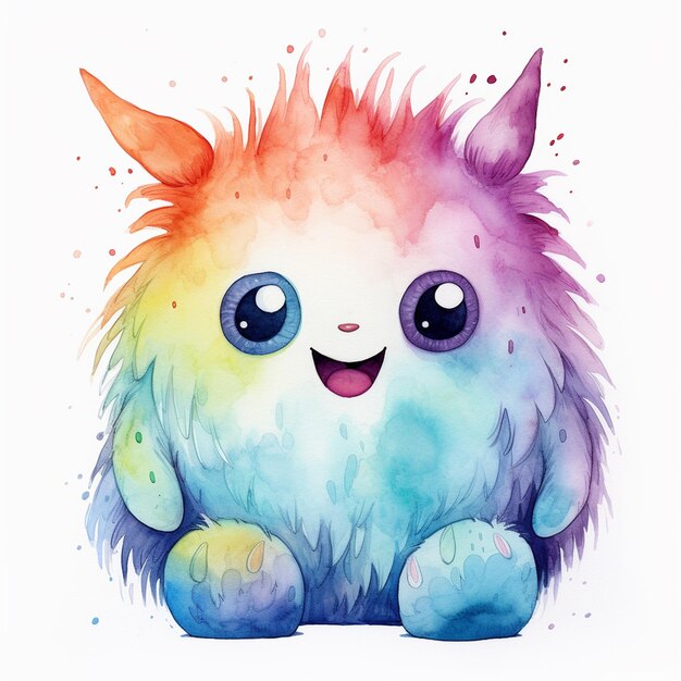 Inquisitive Watercolor Monster Explores Everything