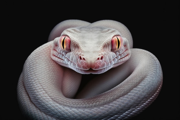 Insanely detailed high key symmetrical photoshoot of a snake