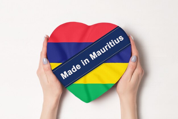 Inschrijving Made in Mauritius de vlag van Mauritius.