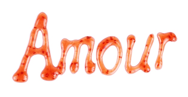 The inscription amour written topping on a white background