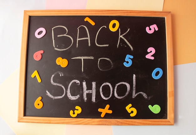 Inscription back to school on a school blackboard