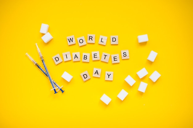 The inscription from wooden blocks world diabetic day