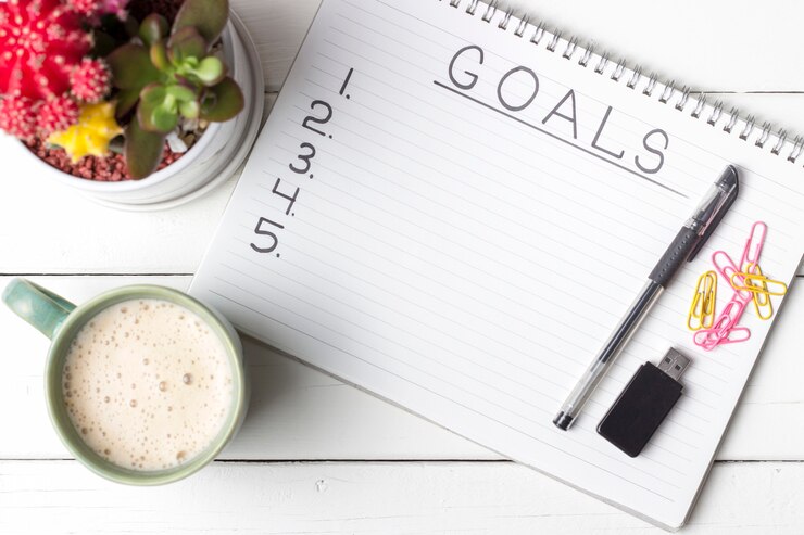 Photo inscription goals in a notebook
