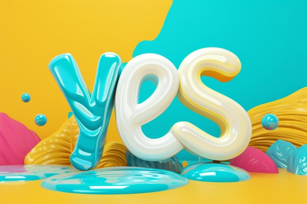 글자는 YES 다채로운 글자 색상 YES 3d 일러스트레이션