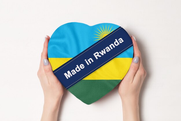 Inscription Made in Rwanda the flag of Rwanda