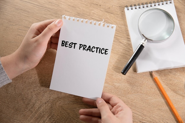 The inscription on paper Best practice