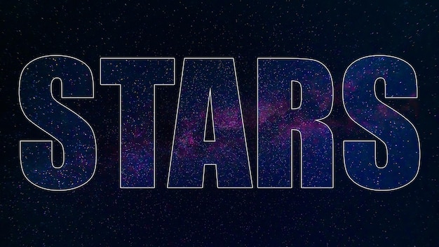 Inscription text Stars on the background of a starry background