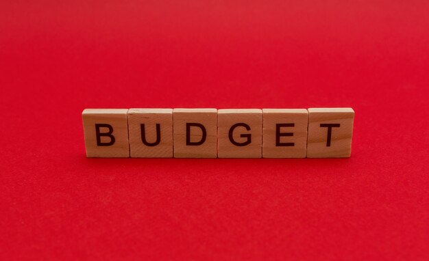 The inscription in wooden letters the word budget