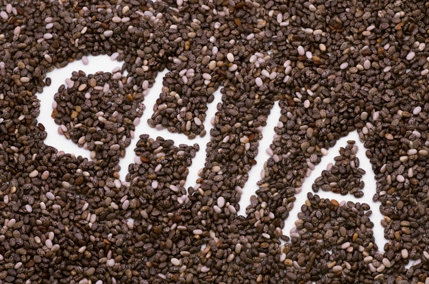 The inscription word Chia seeds