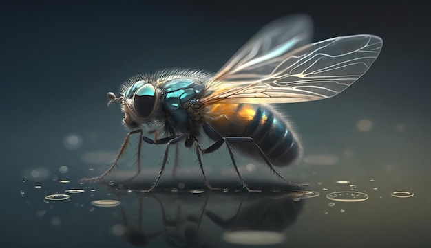 Insect vliegen close-up macro entomologie AI gegenereerd