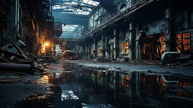 Photo the inside of an abandoned factory in a vintage style