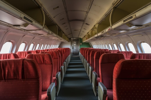 Photo inside the airliner passenger plane perspective