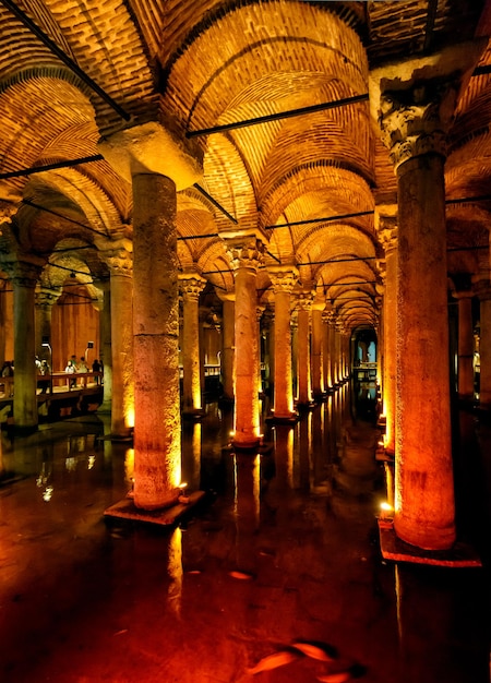 Inside the Basilica Cistern in Istanbul