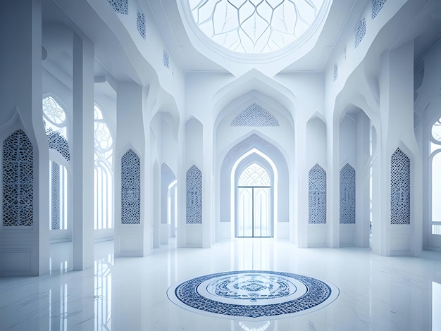 inside of a beautiful white mosque