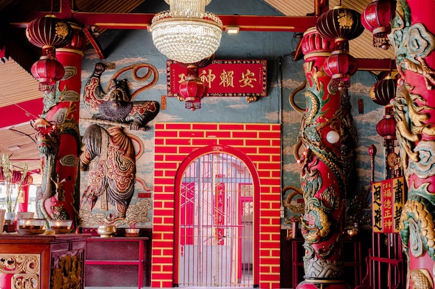 Inside the building of Chinese Confucian temple