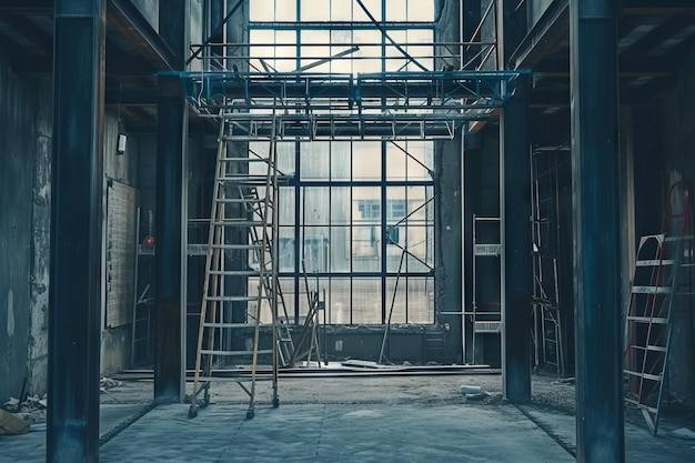 inside a building construction without