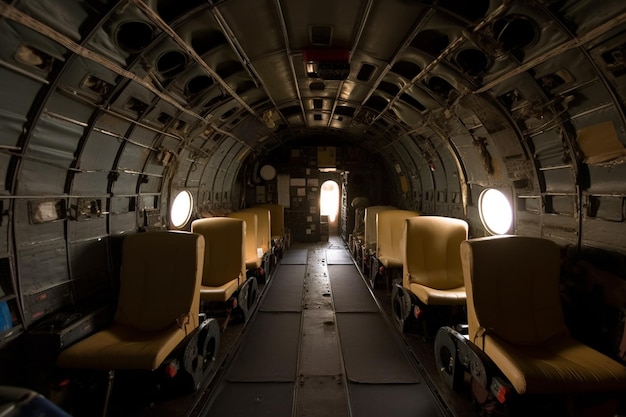 Inside a c - 17 aircraft with the word air on the side