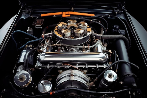 inside car hood engine professional photography AI Generated