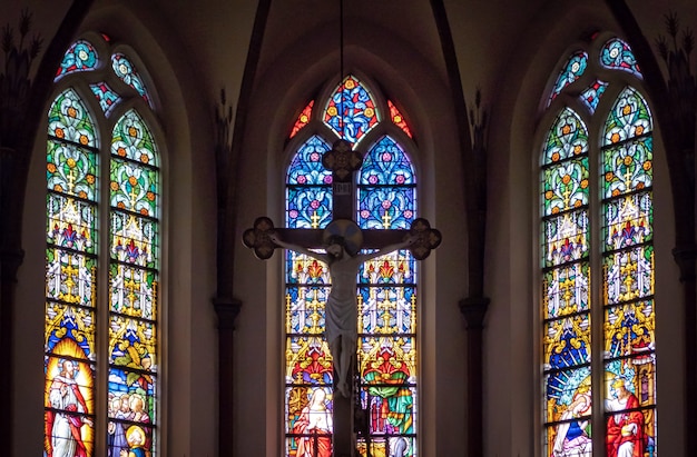 Inside a cathedral of catholic church