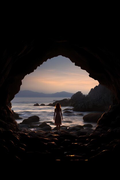 Inside a cave looking out into beauty