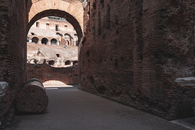 Inside the Colosseum and the Imperial Forums in Rome beautiful shot around the Colosseum