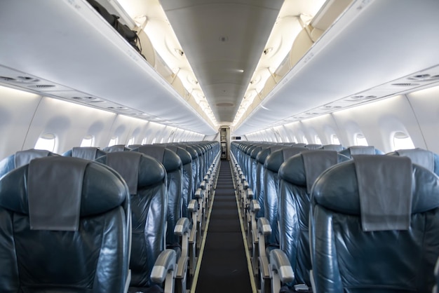 Inside empty passenger aircraft cabin