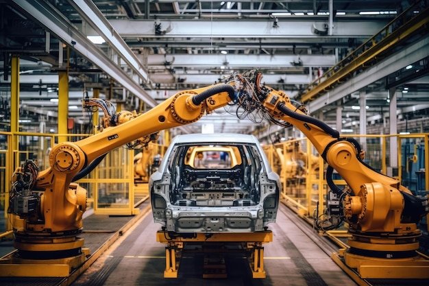 inside factory of cars a lot of machines AI Generated