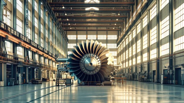 Inside a Factory Large Jet Engine in Production