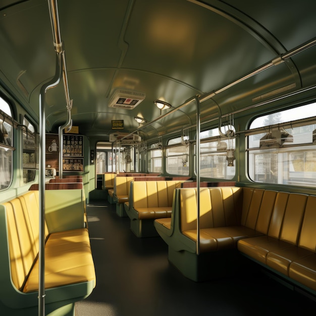 inside green and yellow train