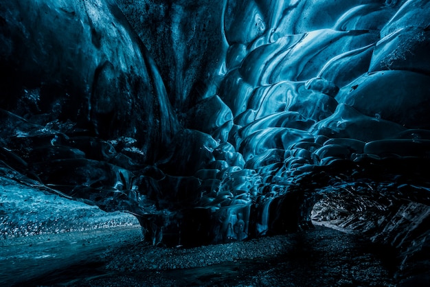 Photo inside an ice cave in iceland