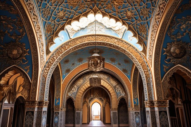 Inside interior of The mosque is an excellent example of traditional arch architecture generated AI